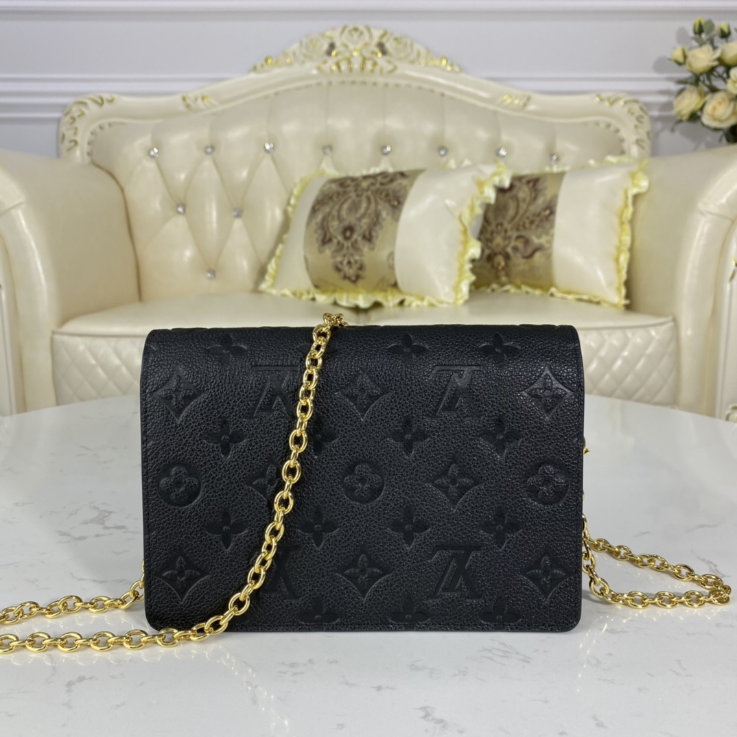 Louis Vuitton VAVIN CHAIN WALLET Handbag Monogram Empreinte M67839 Black